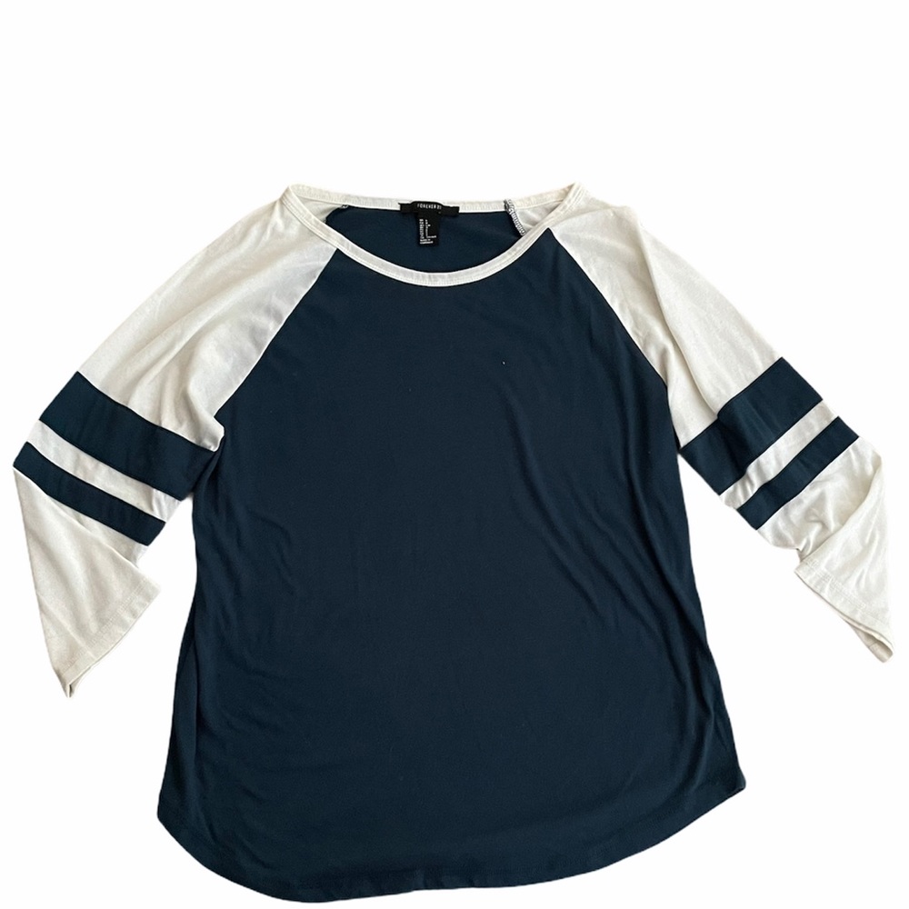 FOREVER 21 VARSITY THREE QUARTER SHIRT